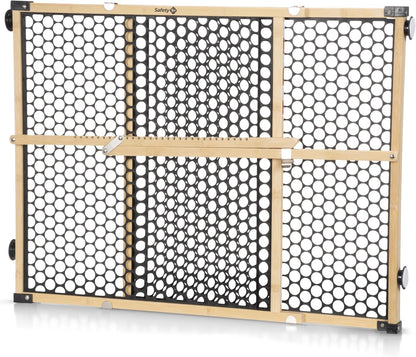 Bamboo Baby Gate for Doorways, No Drill Easy Install, Dog Gates, Fits 28"-42", 24" High, Bamboo and Black