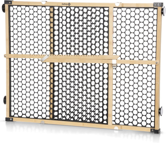 Bamboo Baby Gate for Doorways, No Drill Easy Install, Dog Gates, Fits 28"-42", 24" High, Bamboo and Black