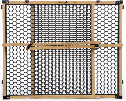 Bamboo Baby Gate for Doorways, No Drill Easy Install, Dog Gates, Fits 28"-42", 24" High, Bamboo and Black