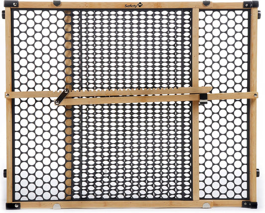 Bamboo Baby Gate for Doorways, No Drill Easy Install, Dog Gates, Fits 28"-42", 24" High, Bamboo and Black