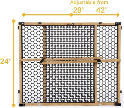 Bamboo Baby Gate for Doorways, No Drill Easy Install, Dog Gates, Fits 28"-42", 24" High, Bamboo and Black