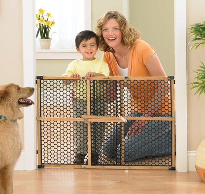 Bamboo Baby Gate for Doorways, No Drill Easy Install, Dog Gates, Fits 28"-42", 24" High, Bamboo and Black