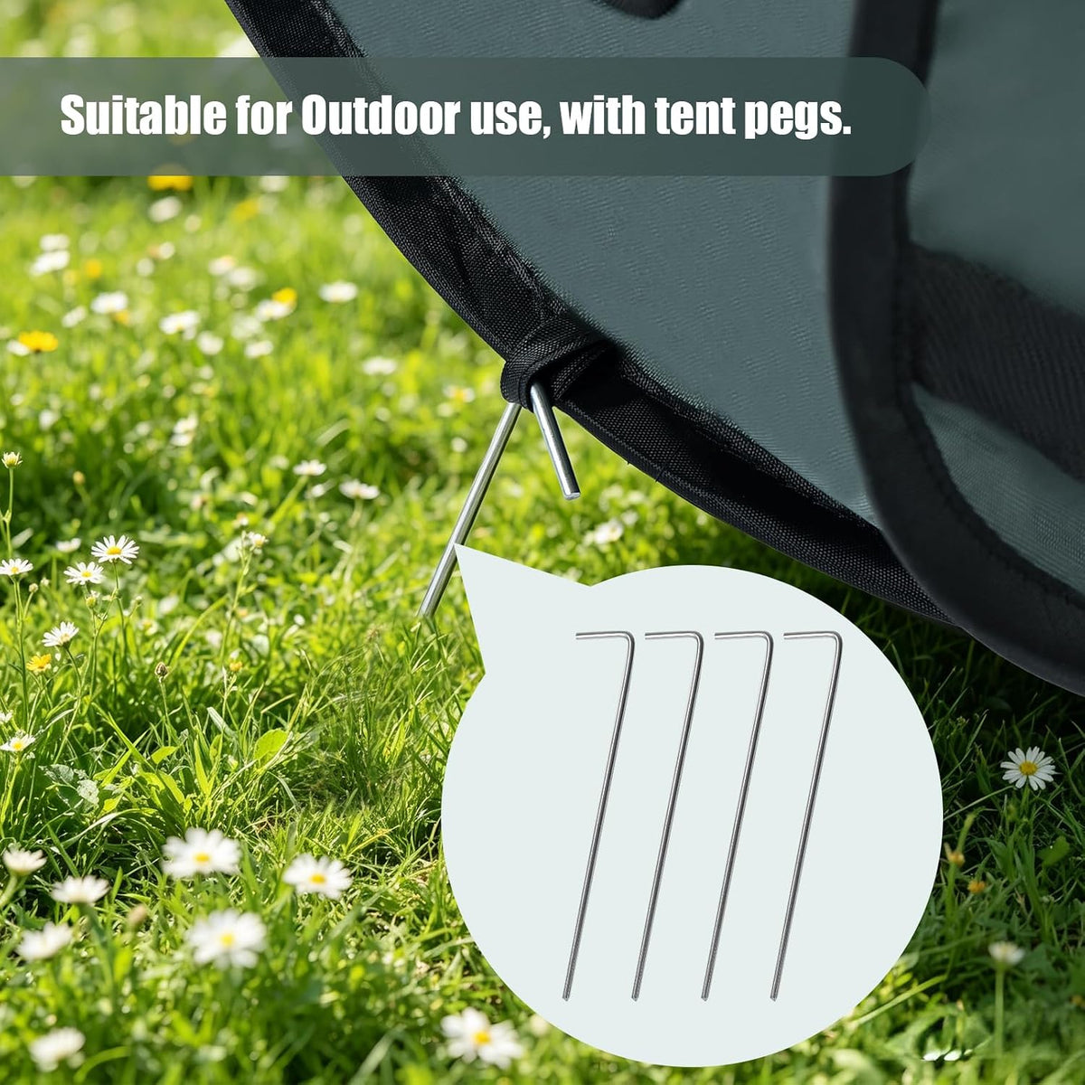 Foldable 36" Dog Crate for Medium Dogs, Portable Waterproof Pop-Up Pet Kennel with Zipper, Collapsible Lightweight Indoor Outdoor Travel Cage with Tie-Down Straps & Ground Nails (Grren)