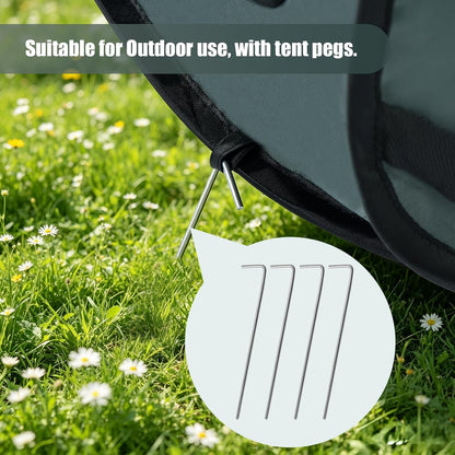 Foldable 36" Dog Crate for Medium Dogs, Portable Waterproof Pop-Up Pet Kennel with Zipper, Collapsible Lightweight Indoor Outdoor Travel Cage with Tie-Down Straps & Ground Nails (Grren)