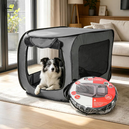 Foldable 36" Dog Crate for Medium Dogs, Portable Waterproof Pop-Up Pet Kennel with Zipper, Collapsible Lightweight Indoor Outdoor Travel Cage with Tie-Down Straps & Ground Nails (Grren)