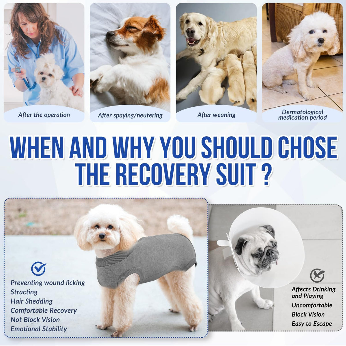 Dog Recovery Suit, Surgery Recovery Suit for Female Male Dogs