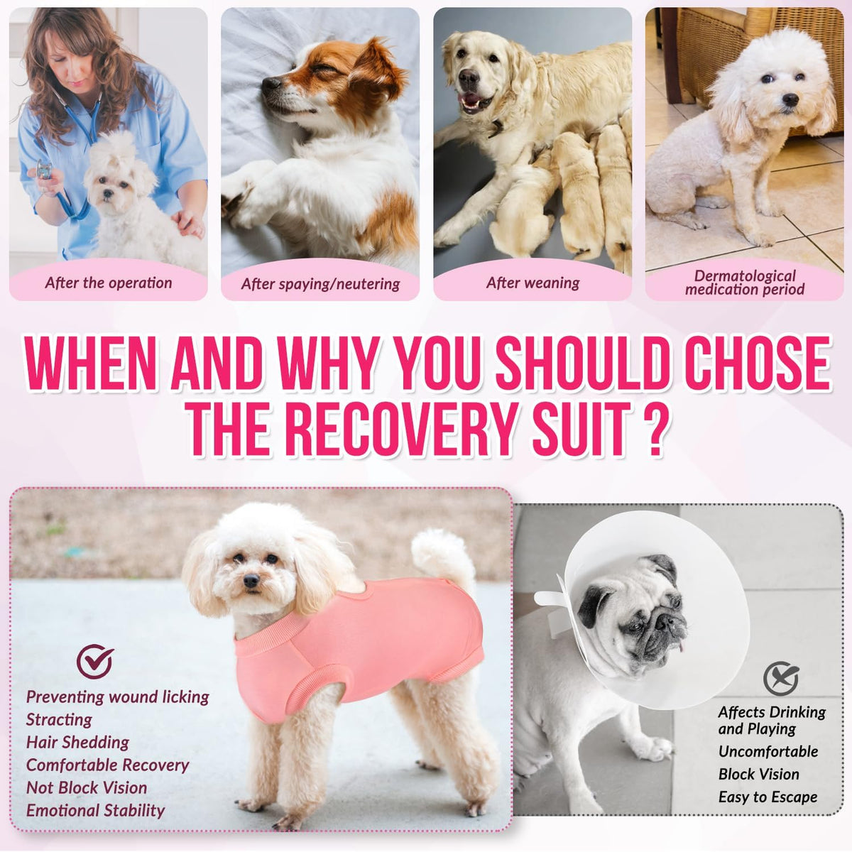 Dog Recovery Suit, Surgery Recovery Suit for Female Male Dogs