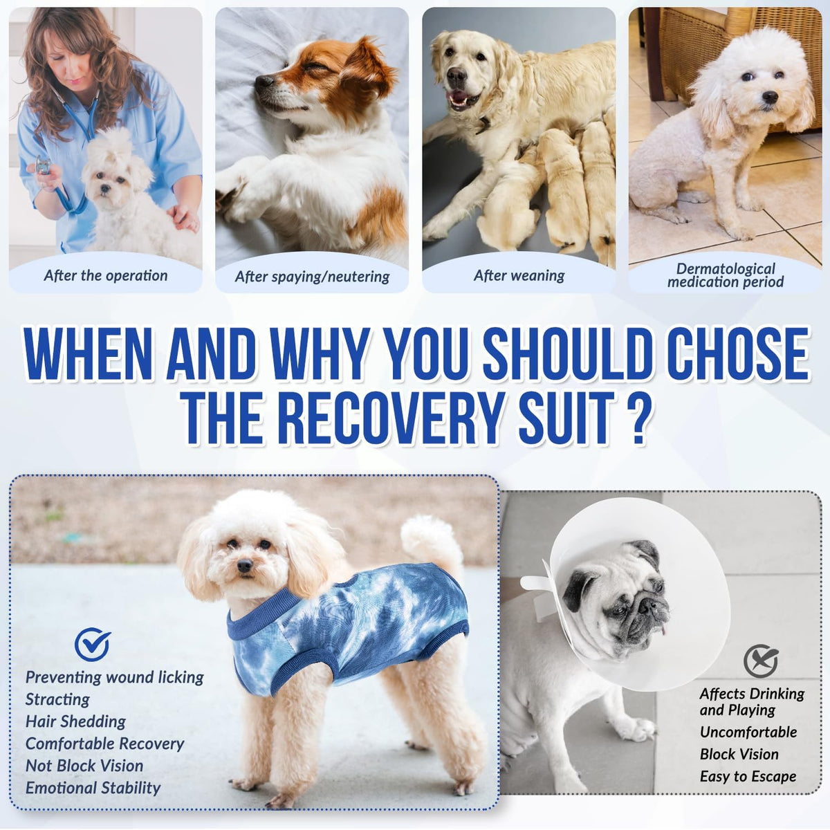 Dog Recovery Suit, Surgery Recovery Suit for Female Male Dogs