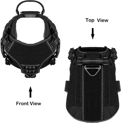 ICEFANG Tactical Dog Harness for Large Dogs,Reflective No Pull Dog Vest