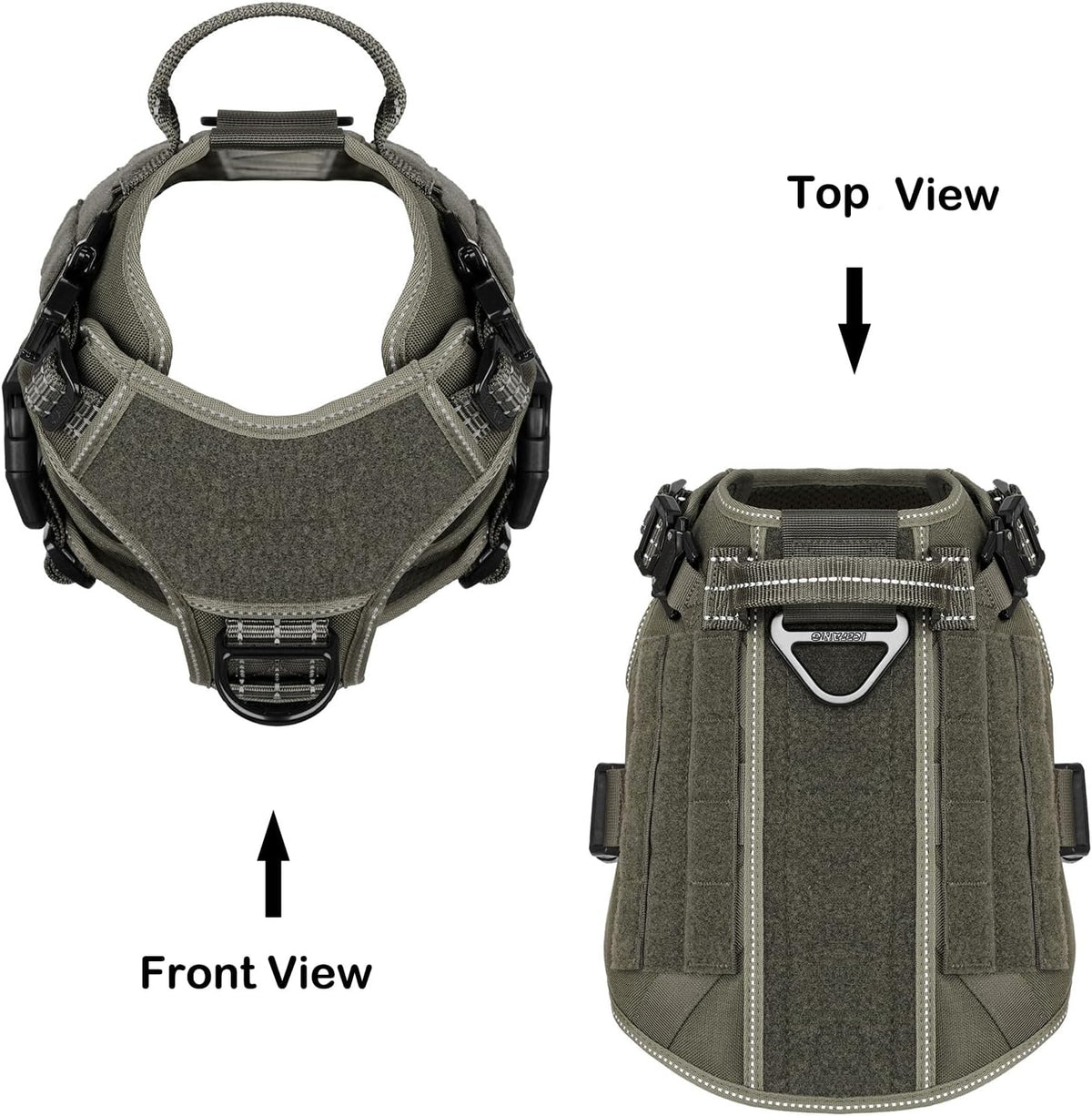 ICEFANG Tactical Dog Harness for Large Dogs,Reflective No Pull Dog Vest