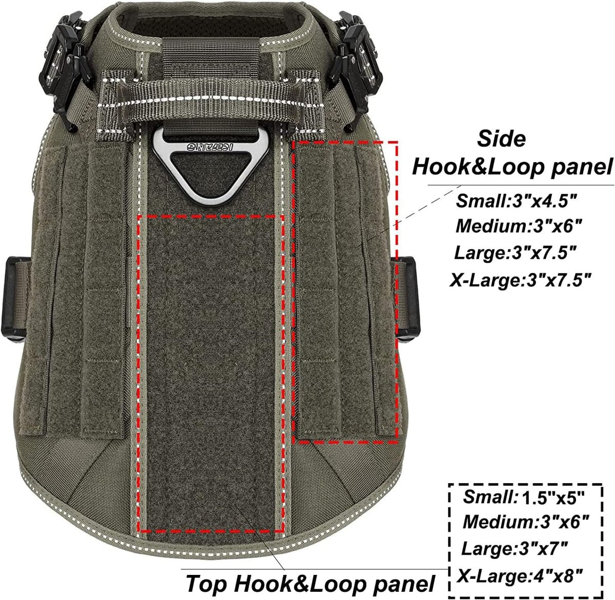 ICEFANG Tactical Dog Harness for Large Dogs,Reflective No Pull Dog Vest