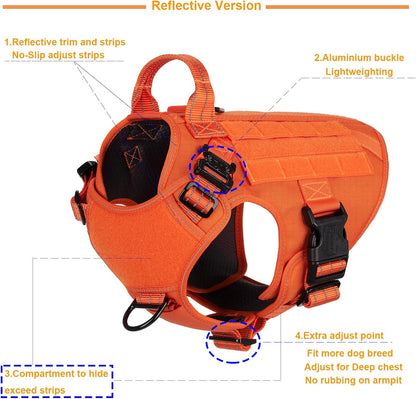 ICEFANG Tactical Dog Harness for Large Dogs,Reflective No Pull Dog Vest