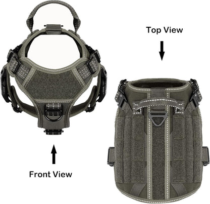 ICEFANG Tactical Dog Harness for Large Dogs,Reflective No Pull Dog Vest