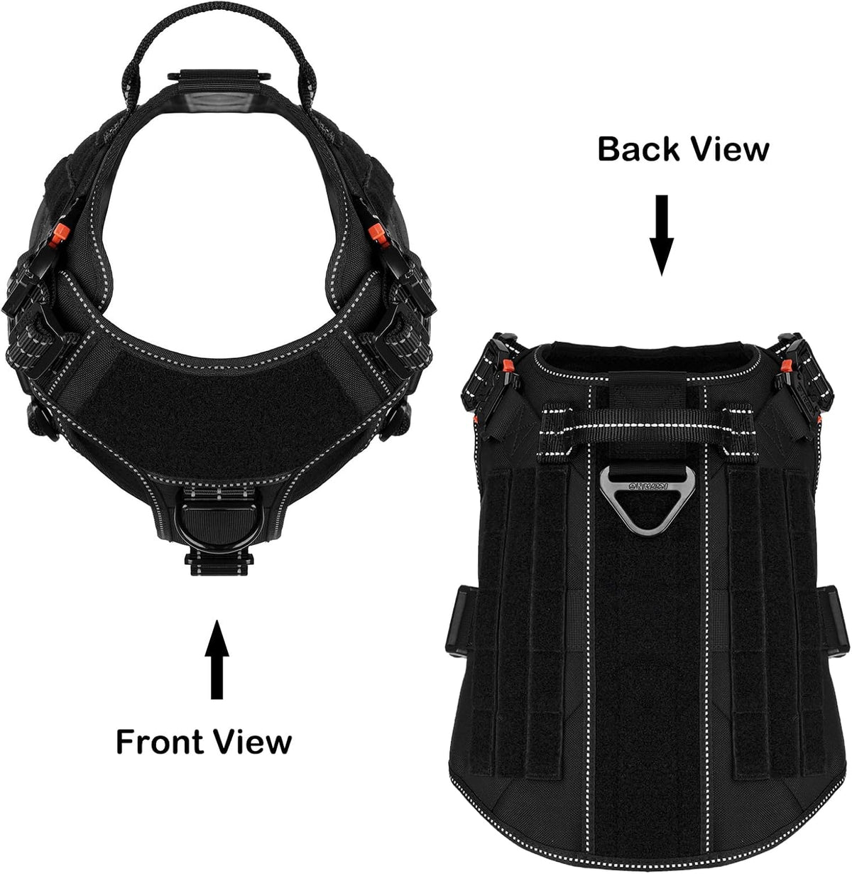 ICEFANG Tactical Dog Harness for Large Dogs,Reflective No Pull Dog Vest