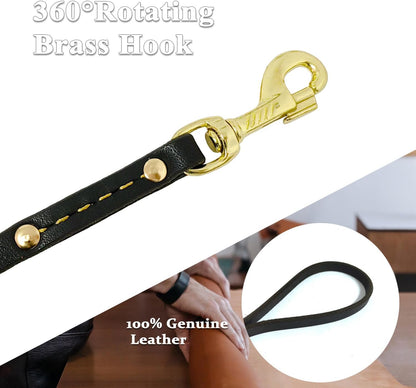 Leather Dog Leash 6 ft x 1/2 inch Heavy Duty Genuine Leather Dog Training Leash Soft and Strong Leather Leash for Small and Medium Dogs Brown
