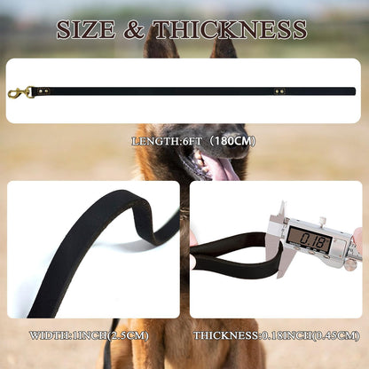 Leather Dog Leash 6 ft x 1/2 inch Heavy Duty Genuine Leather Dog Training Leash Soft and Strong Leather Leash for Small and Medium Dogs Brown