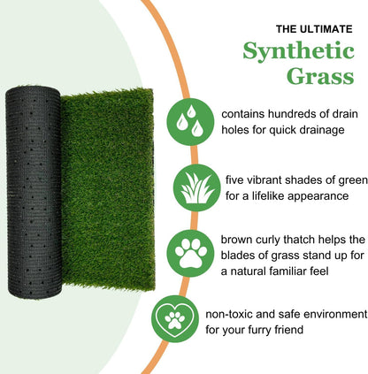 Porch Potty Standard Dog Grass Pad - Indoor Dog Potty with Artificial Grass & Self-Draining Tray - Reusable Dog Potty for Apartments & Balconies