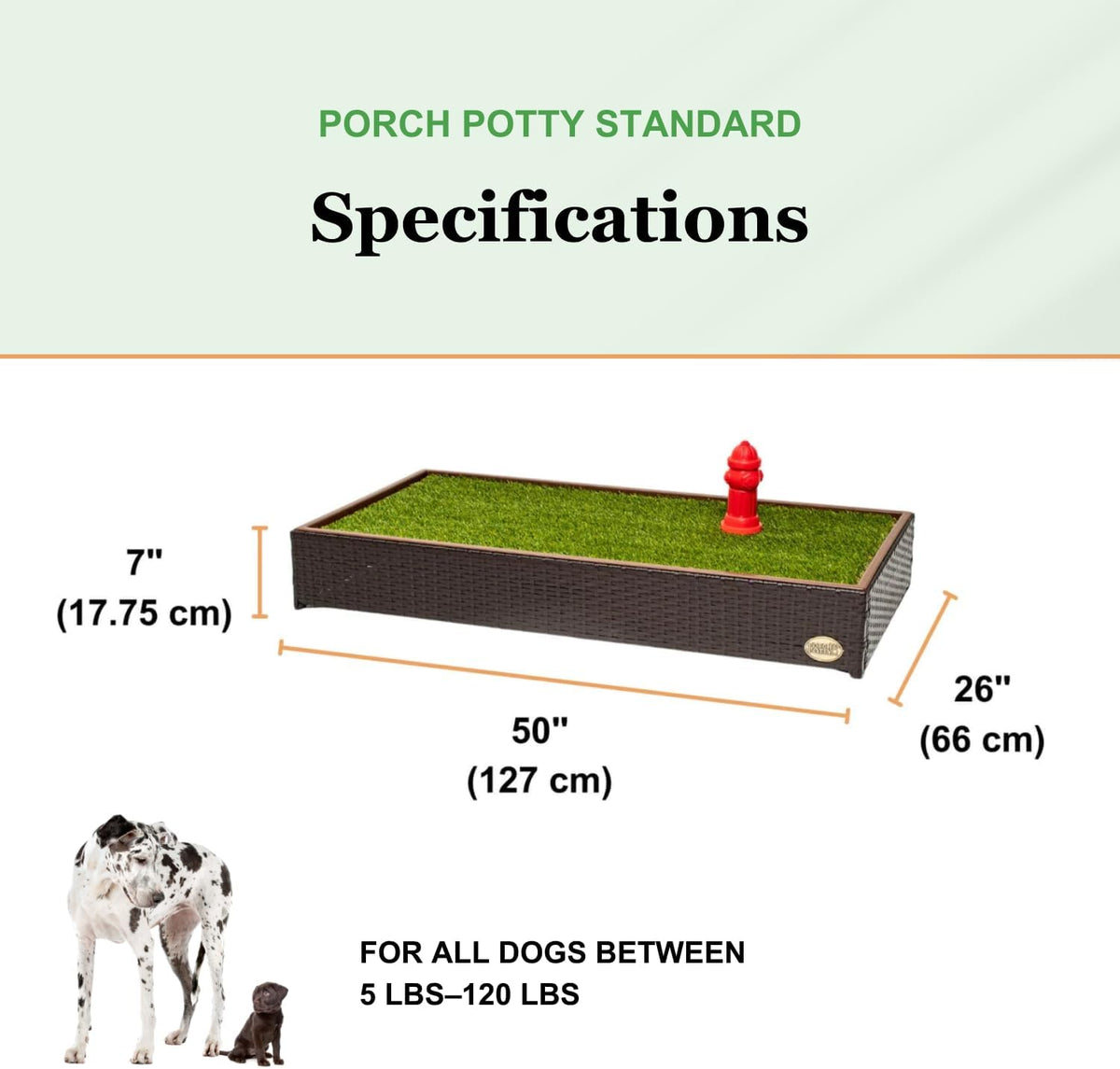 Porch Potty Standard Dog Grass Pad - Indoor Dog Potty with Artificial Grass & Self-Draining Tray - Reusable Dog Potty for Apartments & Balconies