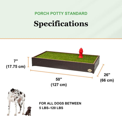 Porch Potty Standard Dog Grass Pad - Indoor Dog Potty with Artificial Grass & Self-Draining Tray - Reusable Dog Potty for Apartments & Balconies