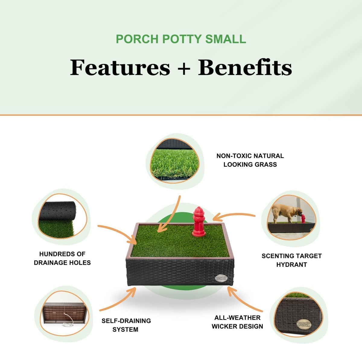 Porch Potty Standard Dog Grass Pad - Indoor Dog Potty with Artificial Grass & Self-Draining Tray - Reusable Dog Potty for Apartments & Balconies