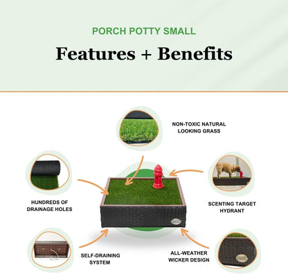 Porch Potty Standard Dog Grass Pad - Indoor Dog Potty with Artificial Grass & Self-Draining Tray - Reusable Dog Potty for Apartments & Balconies