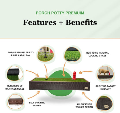 Porch Potty Standard Dog Grass Pad - Indoor Dog Potty with Artificial Grass & Self-Draining Tray - Reusable Dog Potty for Apartments & Balconies