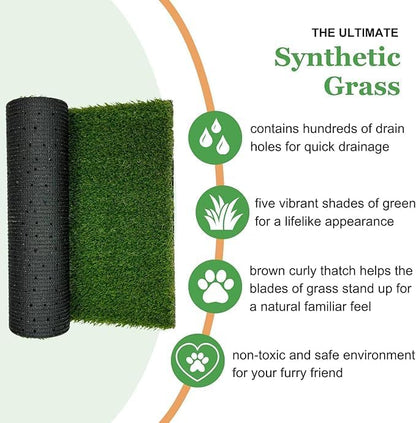 Porch Potty Standard Dog Grass Pad - Indoor Dog Potty with Artificial Grass & Self-Draining Tray - Reusable Dog Potty for Apartments & Balconies