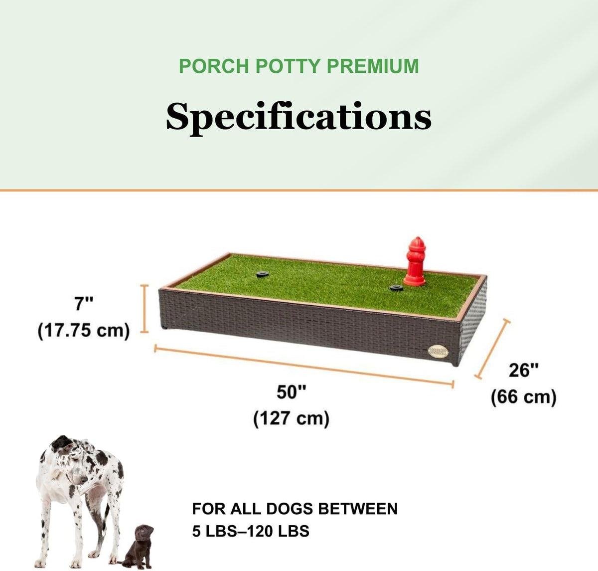 Porch Potty Standard Dog Grass Pad - Indoor Dog Potty with Artificial Grass & Self-Draining Tray - Reusable Dog Potty for Apartments & Balconies