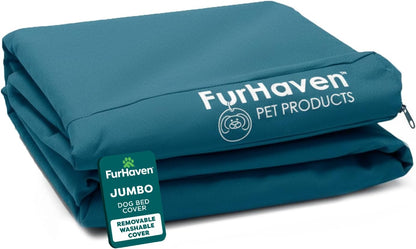 Replacement Dog Bed Cover Water-Resistant Indoor/Outdoor Logo Print Oxford Polycanvas Mattress, Washable - Deep Lagoon, Medium