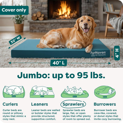 Replacement Dog Bed Cover Water-Resistant Indoor/Outdoor Logo Print Oxford Polycanvas Mattress, Washable - Deep Lagoon, Medium