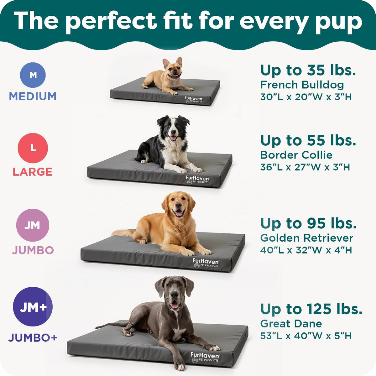 Replacement Dog Bed Cover Water-Resistant Indoor/Outdoor Logo Print Oxford Polycanvas Mattress, Washable - Deep Lagoon, Medium