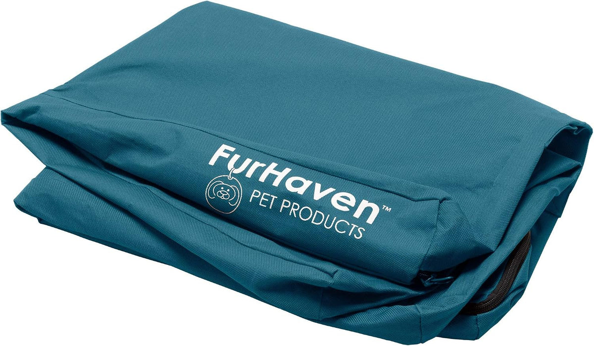 Replacement Dog Bed Cover Water-Resistant Indoor/Outdoor Logo Print Oxford Polycanvas Mattress, Washable - Deep Lagoon, Medium