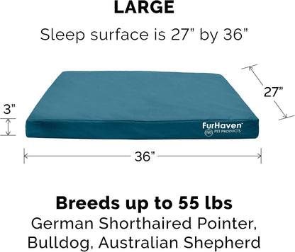 Replacement Dog Bed Cover Water-Resistant Indoor/Outdoor Logo Print Oxford Polycanvas Mattress, Washable - Deep Lagoon, Medium