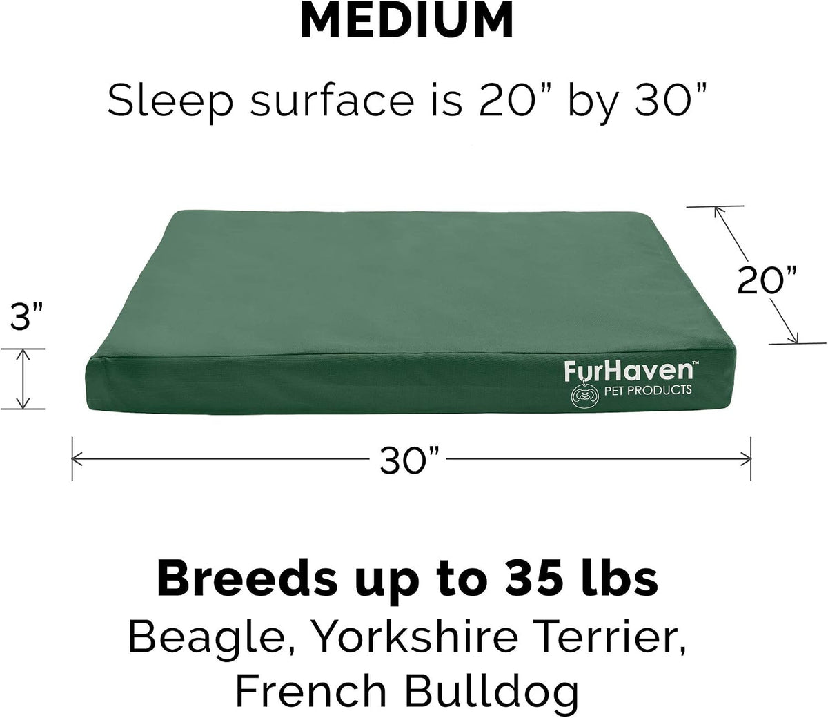 Replacement Dog Bed Cover Water-Resistant Indoor/Outdoor Logo Print Oxford Polycanvas Mattress, Washable - Deep Lagoon, Medium