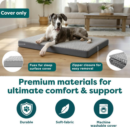 Replacement Dog Bed Cover Water-Resistant Indoor/Outdoor Logo Print Oxford Polycanvas Mattress, Washable - Deep Lagoon, Medium