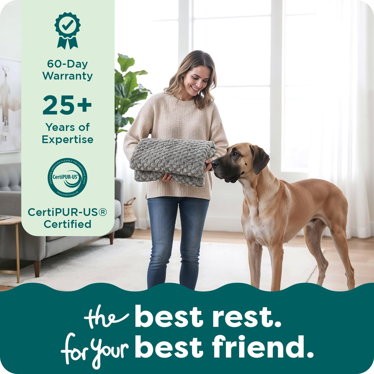 Replacement Dog Bed Cover Water-Resistant Indoor/Outdoor Logo Print Oxford Polycanvas Mattress, Washable - Deep Lagoon, Medium