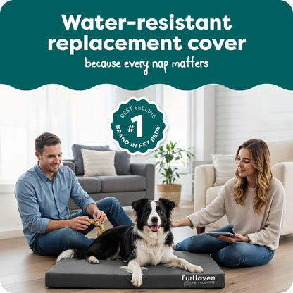 Replacement Dog Bed Cover Water-Resistant Indoor/Outdoor Logo Print Oxford Polycanvas Mattress, Washable - Deep Lagoon, Medium