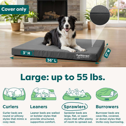 Replacement Dog Bed Cover Water-Resistant Indoor/Outdoor Logo Print Oxford Polycanvas Mattress, Washable - Deep Lagoon, Medium
