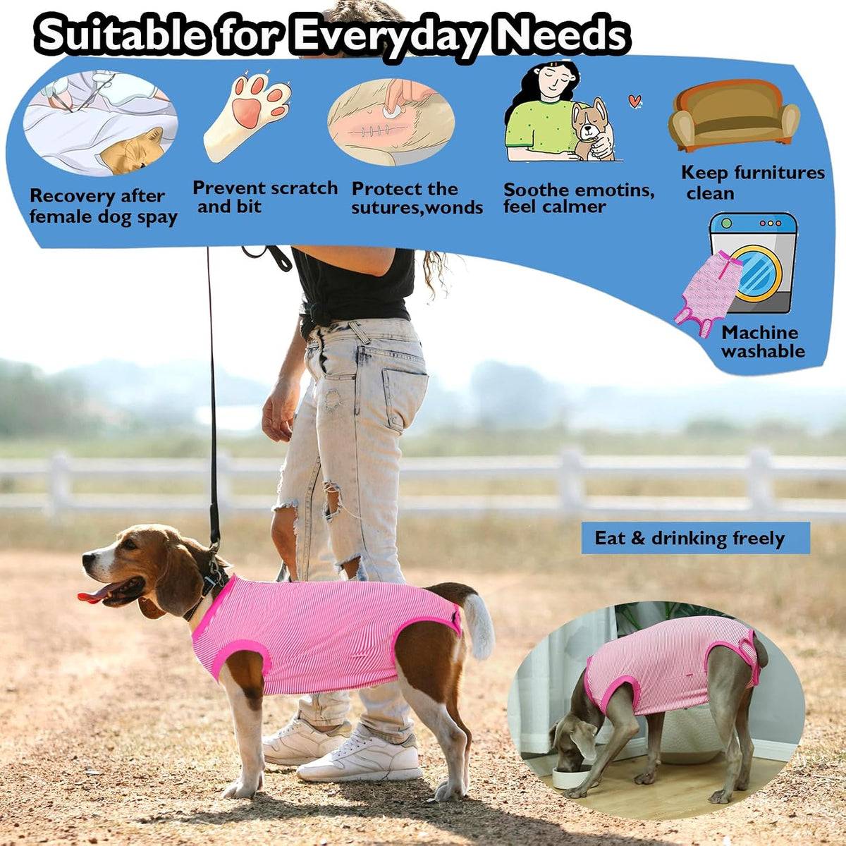 Recovery Suit for Female Dogs, Dog Cone Alternative After Spay