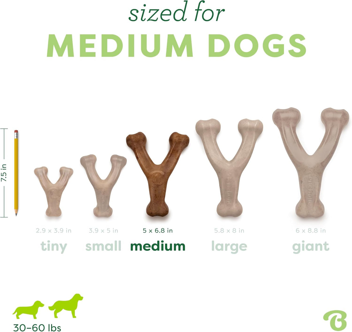 Wishbone Dog Chew Toy for Aggressive Chewers, Real Bacon, Medium