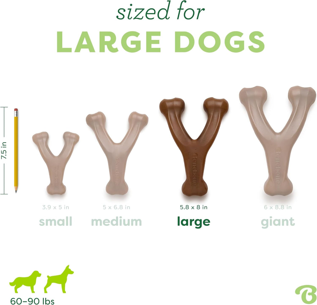 Wishbone Dog Chew Toy for Aggressive Chewers, Real Bacon, Medium