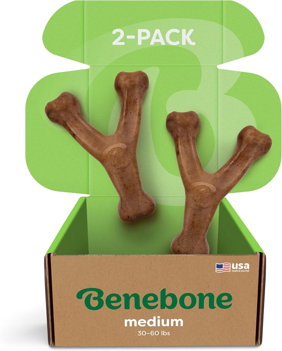 Wishbone Dog Chew Toy for Aggressive Chewers, Real Bacon, Medium