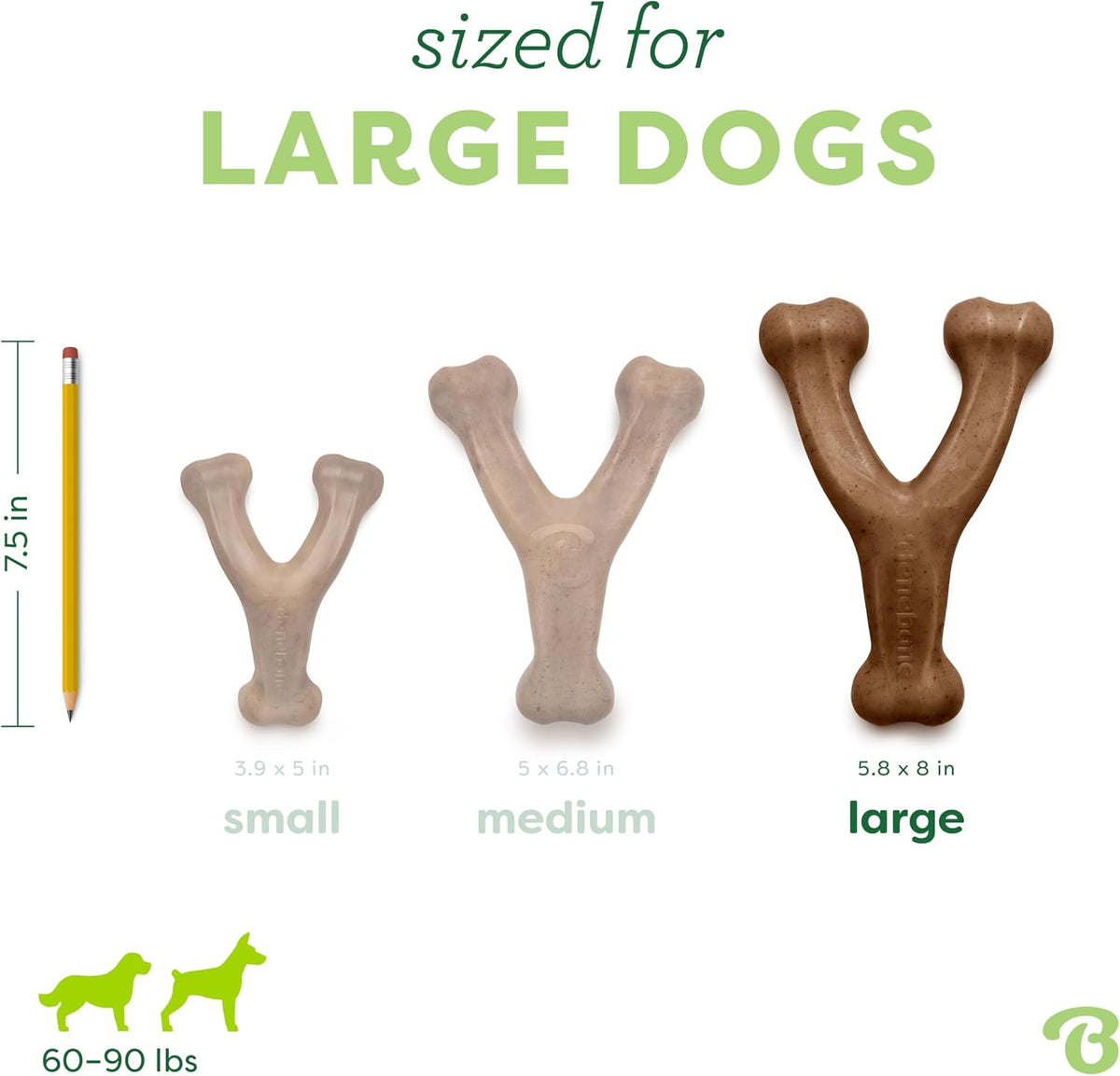 Wishbone Dog Chew Toy for Aggressive Chewers, Real Bacon, Medium