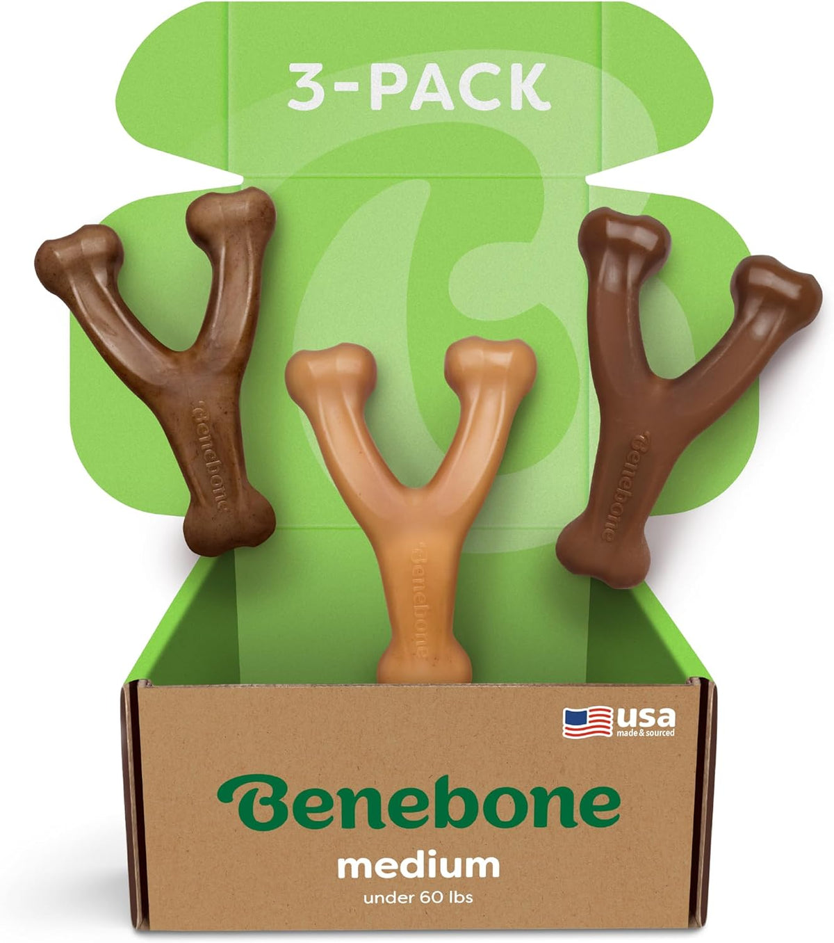 Wishbone Dog Chew Toy for Aggressive Chewers, Real Bacon, Medium