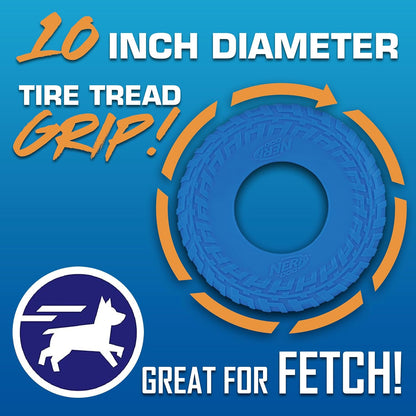 Nerf Dog Atomic Flyer Outdoor Dog Toy, 10 Inch Flying Disc Dog Fetch Toy, Rubber Dog Toy for Medium Dogs and Large Dogs, Orange