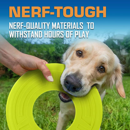 Nerf Dog Atomic Flyer Outdoor Dog Toy, 10 Inch Flying Disc Dog Fetch Toy, Rubber Dog Toy for Medium Dogs and Large Dogs, Orange