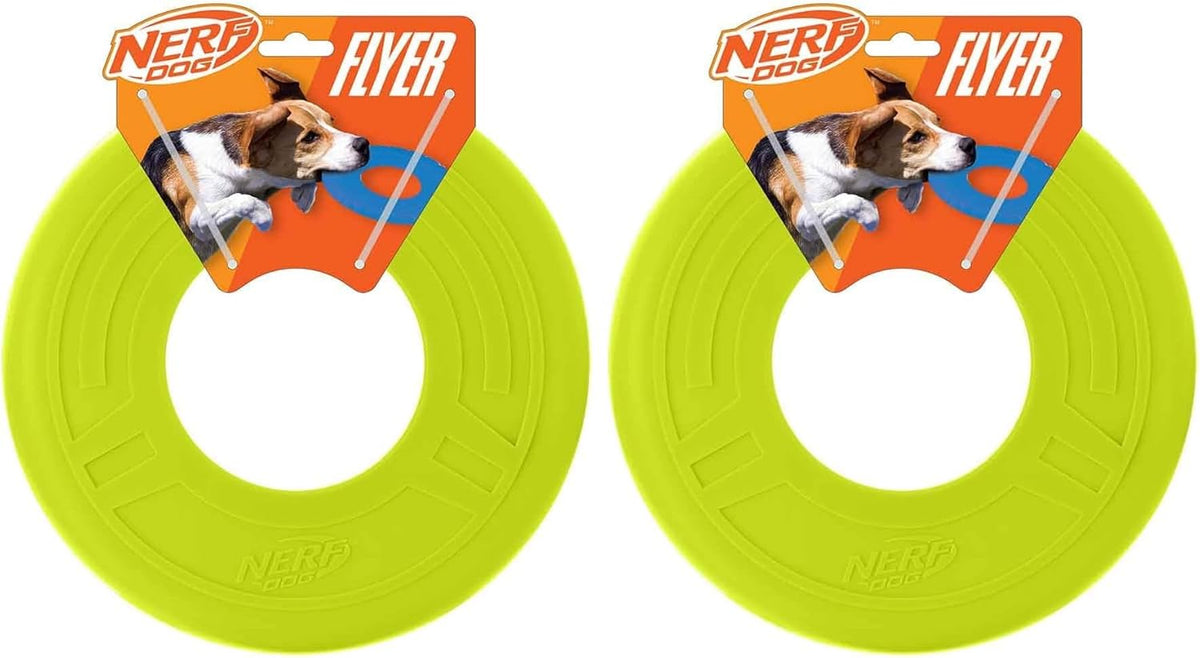 Nerf Dog Atomic Flyer Outdoor Dog Toy, 10 Inch Flying Disc Dog Fetch Toy, Rubber Dog Toy for Medium Dogs and Large Dogs, Orange