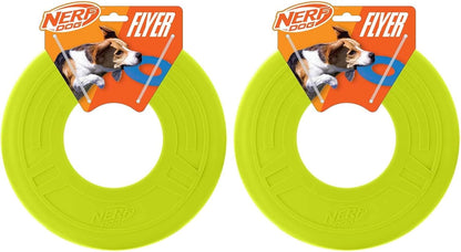 Nerf Dog Atomic Flyer Outdoor Dog Toy, 10 Inch Flying Disc Dog Fetch Toy, Rubber Dog Toy for Medium Dogs and Large Dogs, Orange