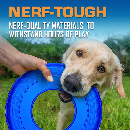 Nerf Dog Atomic Flyer Outdoor Dog Toy, 10 Inch Flying Disc Dog Fetch Toy, Rubber Dog Toy for Medium Dogs and Large Dogs, Orange