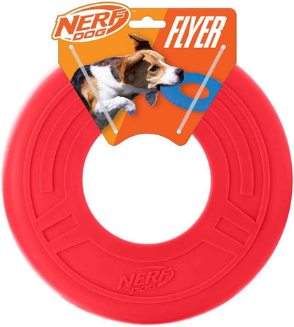 Nerf Dog Atomic Flyer Outdoor Dog Toy, 10 Inch Flying Disc Dog Fetch Toy, Rubber Dog Toy for Medium Dogs and Large Dogs, Orange